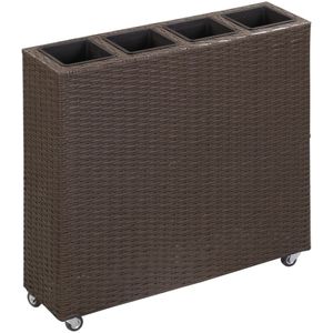 VidaXL Verhoogde Plantenbak met 4 Potten 80x22x79 cm - Poly Rattan Bruin