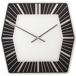 NeXtime Hexagon - Klok - Glas - 43x43 cm - Zwart/Wit