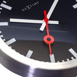 Wandklok NeXtime 'Station' diameter 19 cm, geborsteld aluminium zwart NE-3998STZW