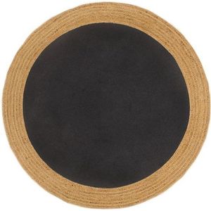 vidaXL-Vloerkleed-rond-gevlochten-90-cm-jute-en-katoen-zwart-naturel