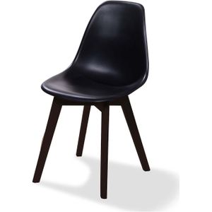 Keeve Stapelbare stoel zwart, berkenhouten frame en kunststof zitting - SET VAN 4