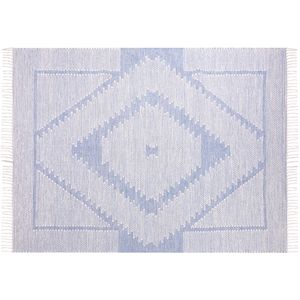 ANSAR - Laagpolig vloerkleed - Blauw - 160 x 230 cm - Katoen