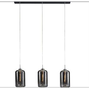 DePauwWonen  3L Glass metallic grey Hanglamp - excl led lampen - E27 - Chroom ; Zilver