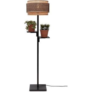 GOOD&MOJO Vloerlamp Bhutan - Zwart/Bamboe - Ø40x160cm