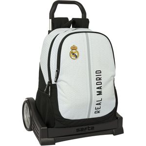 Schoolrugzak met Wielen Real Madrid C.F. 24/25 Wit Grijs 32 x 44 x 16 cm