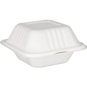 Klika - Bak | Bagasse (suikerrietpulp) | hamburgerbox | 150x150x78mm | wit | 50 stuks