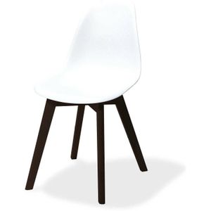 Keeve Stapelbare stoel wit, berkenhouten frame en kunststof zitting - SET VAN 4