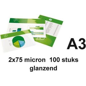 Quantore A3 lamineerhoezen glanzend 2x75 micron 100 stuks