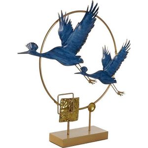 Decoratieve figuren DKD Home Decor 51 x 9 x 51 cm Blauw Gouden Fågel