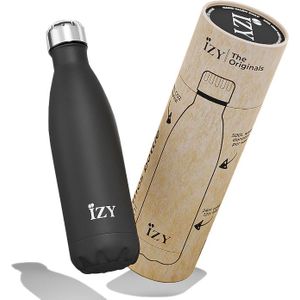 IZY Drinkfles - Mat Zwart - Thermosfles - Waterfles - Thermosbeker - RVS - 12 uur warm - 500 ml