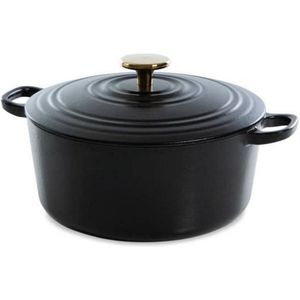 BK Bourgogne braadpan Ø 24 cm - zwart - gouden knop - gietijzer - inductie