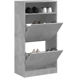 Schoenenkast 60x34x116 cm bewerkt hout betongrijs