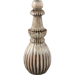 PTMD Myrtle Cream Ceramic Round Ribbed Vase M