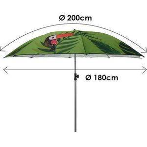 Strandparasol - Dierenprint - Assorti (Groen of Blauw) -met knik mogelijkheid - 142cm doorsnede