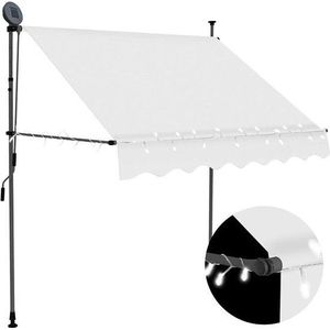 vidaXL-Luifel-handmatig-uitschuifbaar-met-LED-200-cm-crèmekleurig