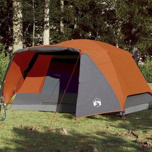 Tent 4-persoons 350x280x155 cm 190T taft grijs en oranje