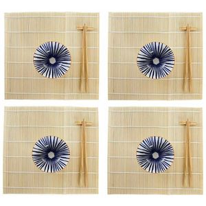 Sushi-set DKD Home Decor Blauw Wit Bamboe Keramiek (14,5 x 14,5 x 31 cm)