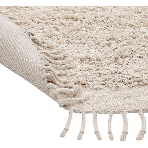 BITLIS - Modern Vloerkleed - Beige - ø 140 cm - Katoen