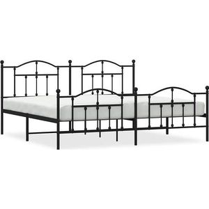 vidaXL - Bedframe - met - hoofd- - en - voeteneinde - metaal - zwart - 193x203 - cm