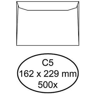 500 Witte gegomde enveloppen C5 162 x 229 mm