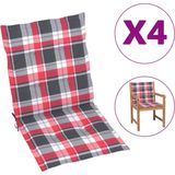 vidaXL - Tuinstoelkussens - 4 - st - 100x50x3 - cm - oxford - stof - ruitpatroon - rood