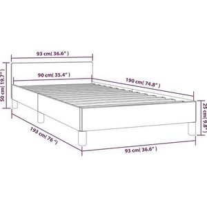 vidaXL - Bedframe - met - hoofdeinde - stof - donkerbruin - 90x190 - cm