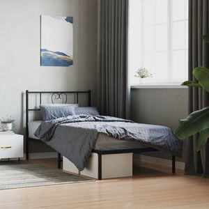 vidaXL-Bedframe-met-hoofdbord-metaal-zwart-80x200-cm