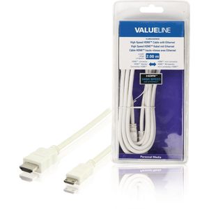High Speed HDMI kabel met Ethernet HDMI-Connector - HDMI Mini-Connector Male 2.00 m Wit Valueline