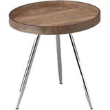 Bijzettafel DKD Home Decor 45,8 x 45,8 x 47,5 cm Zilverkleurig Staal Donkerbruin Hout MDF