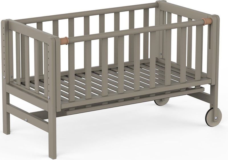Geuther Co-Sleeper, Aanschuifbed, Wieg - Met Wielen - 45x90 cm - Babybedje tot 9 kg - Massief beukenhout - Taupe