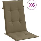 vidaXL - Stoelkussens - 6 - st - hoge - rug - 120x50x4 - cm - stof - gemêleerd - taupe