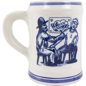 Royal Delft Bierpul Schiffmacher - Wit-Blauw / 14.5 × 10 × 13 cm / Keramiek
