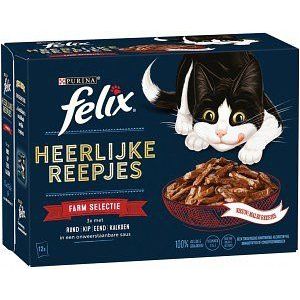 Felix - Heerlijke reepjes farm selectie 12x80g kattenvoer