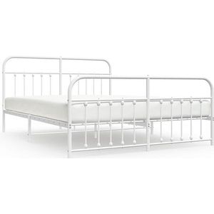 VidaXL Bedframe Metaal Wit 160x200 cm - Hoofd- en Voeteneinde