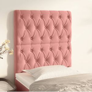 Hoofdborden 2 st 80x7x78/88 cm fluweel roze