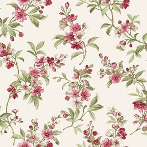 Blooming Garden 6 - Bloemen - Vliesbehang - Behang - Wanddecoratie - Rood - 0,53 x 10,05 M.