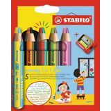 Kleurpotloden STABILO Woody 882 etui 5 stuks + puntenslijper | 5 stuks