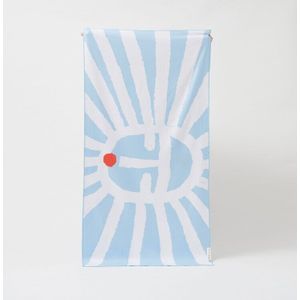 Sunnylife - Beach Strandlaken Microvezel Sunface 175 x 90cm - Blauw / Polyester