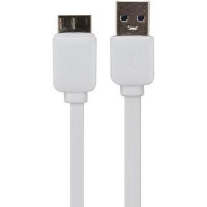 Micro-USB 3.0 naar USB A 3.0 platte kabel 1m wit Velleman