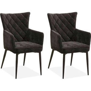 MX Sofa Eetkamerstoel Fleur - Black (set van 2 stoelen)