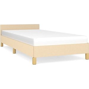 VidaXL Bedframe met Hoofdeinde Stof Crèmekleurig 90x200 cm