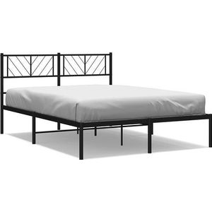 vidaXL - Bedframe - met - hoofdbord - metaal - zwart - 140x190 - cm