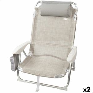 Klapstoel met Hoofdsteun Aktive Ibiza Beige 51 x 76 x 45 cm (2 Stuks)