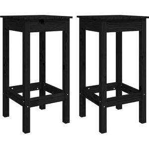 VidaXL Barstoelen - Set van 2 - 40x40x78 cm - Massief Grenenhout - Zwart