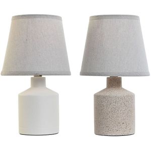 Bureaulamp Home ESPRIT Wit Beige 40 W 220 V 15 x 15 x 27 cm (2 Stuks)