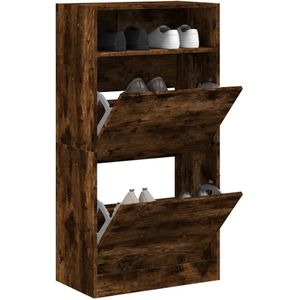 Schoenenkast 60x34x116 cm bewerkt hout gerookt eikenkleurig