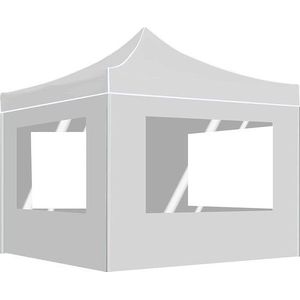 vidaXL - Partytent - inklapbaar - met - wanden - 2x2 - m - aluminium - wit