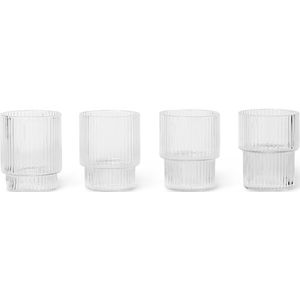 Ferm Living - Ripple - Mini Glazen - Jeneverglazen - Borrelglazen - Set van 4 - Helder - Glas