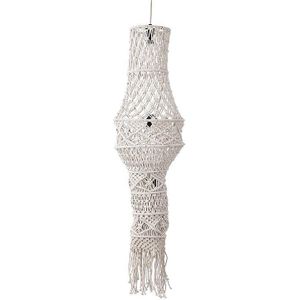 PTMD Milley Cream cotton macrame hanging lamp w tassels
