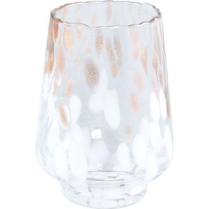 PTMD Windlicht Angelina - 12x12x16 cm - Glas - Wit